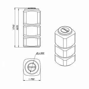 Пластиковая емкость ЭкоПром L 750 (Синий) 3